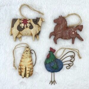Vintage 2002 Jim Shore Heartwood Creek Farm Animal Ornament Set Retired